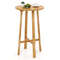 Round Teak Wood Bar Table 40 Height With Sturdy Footrest For Patio  Bistro 5