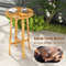 Round Teak Wood Bar Table 40 Height With Sturdy Footrest For Patio  Bistro 1