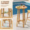 Round Teak Wood Bar Table 40 Height With Sturdy Footrest For Patio  Bistro 3