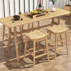 outdoor barstool with footrest, 29" patio rattan stool & ergonomic saddle seat for comfort
