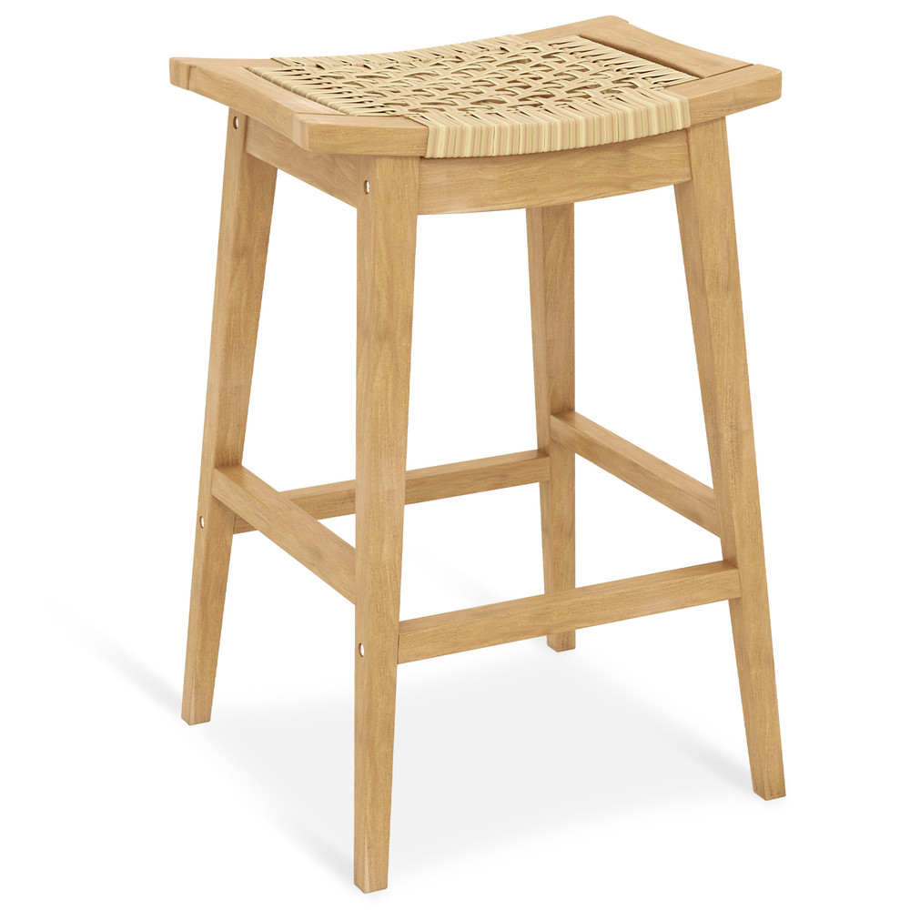 Outdoor Barstool With Footrest 29 Patio Rattan Stool  Ergonomic Saddle Seat For Comfort 7