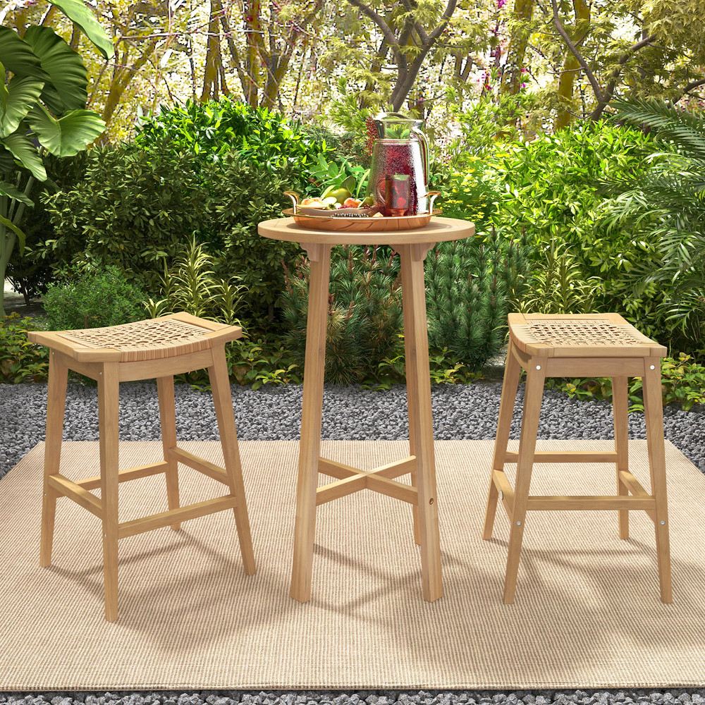 Outdoor Barstool With Footrest 29 Patio Rattan Stool  Ergonomic Saddle Seat For Comfort 1