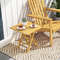 Patio Folding Side Table With XShaped Legs  Slatted Tabletop Teak Wood Compact  Portable 1