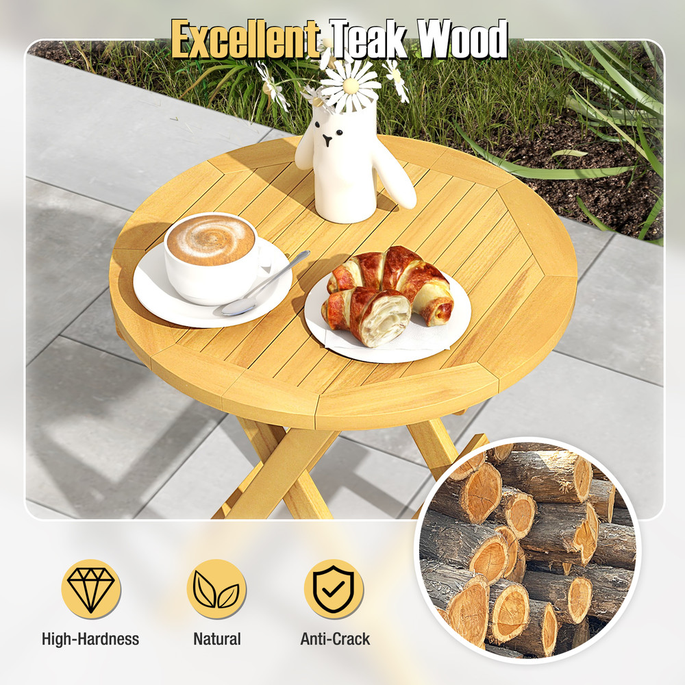 Teak Wood Octagon Coffee Table With XShaped Legs Slatted Tabletop Foldable Outdoor Design 4