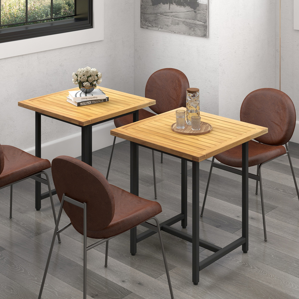 Portable  Compact Outdoor Table With XShaped Legs  Slatted Tabletop Foldable Teak Wood Design 2