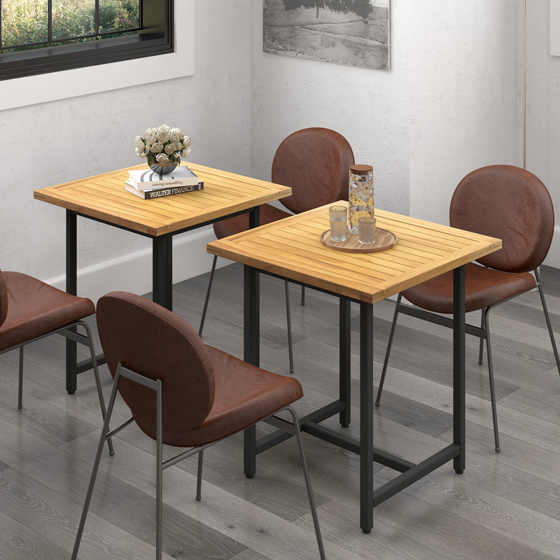 Portable  Compact Outdoor Table With XShaped Legs  Slatted Tabletop Foldable Teak Wood Design 2