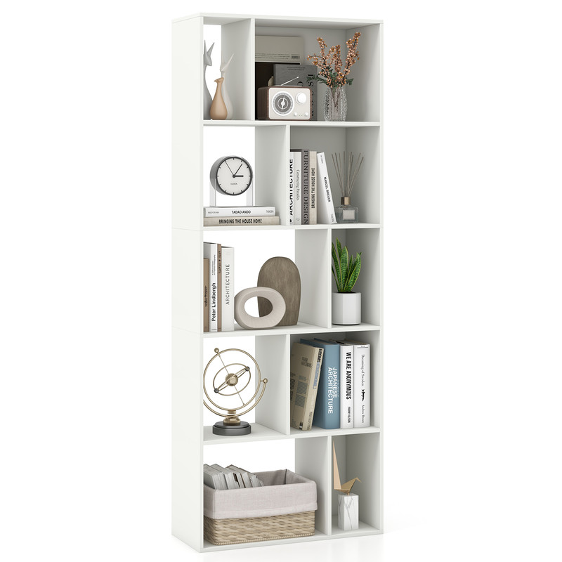 Modern Geometric 5Tier Bookcase 10Cube Storage Shelf 63 Tall For Living Room  Office 6