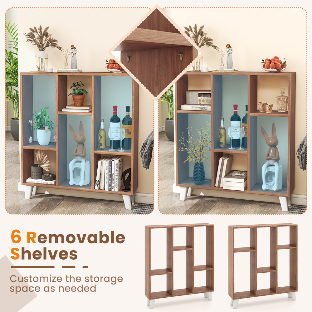 9Cube Bookcase With 6 Removable Shelves Raised Support Feet SpaceSaving Storage Solution 3