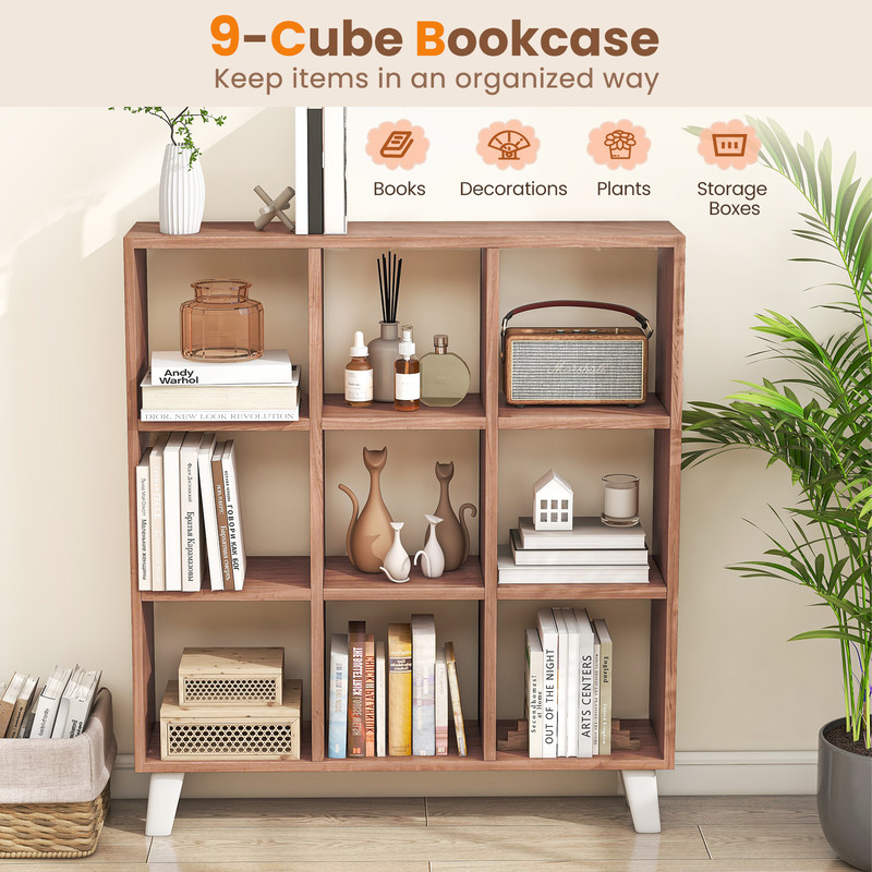 9Cube Bookcase With 6 Removable Shelves Raised Support Feet SpaceSaving Storage Solution 4