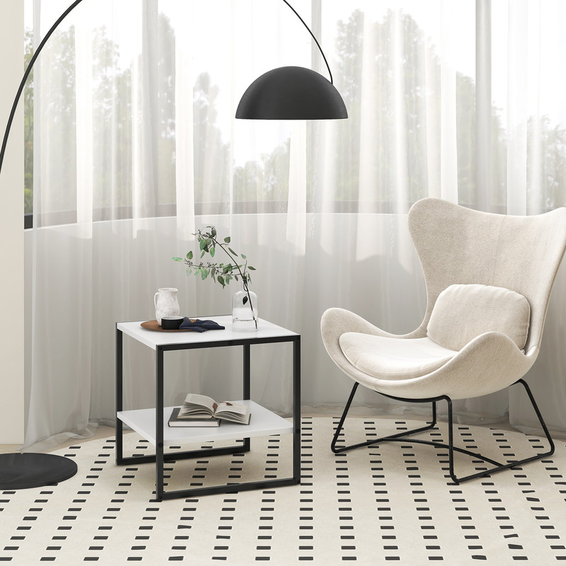 2Tier Square End Table With Storage Shelf Reversible Design For Flexible Use 1