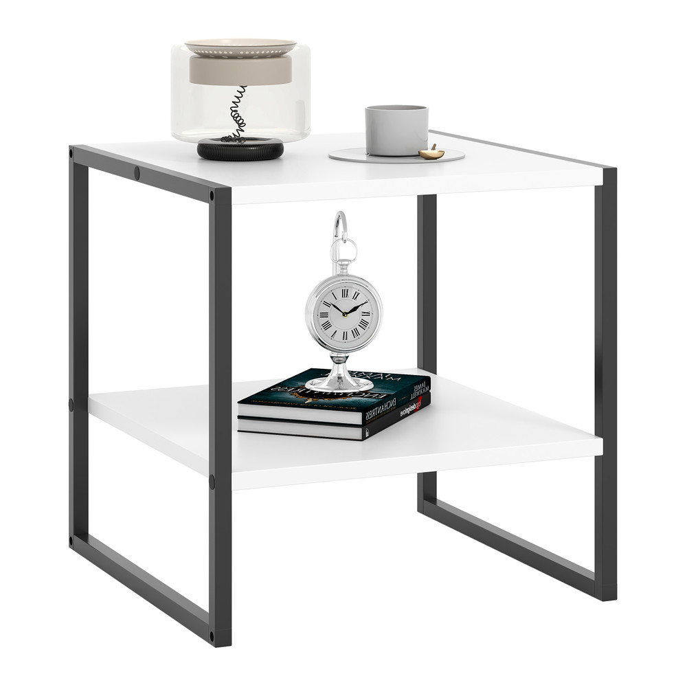 2Tier Square End Table With Storage Shelf Reversible Design For Flexible Use 6