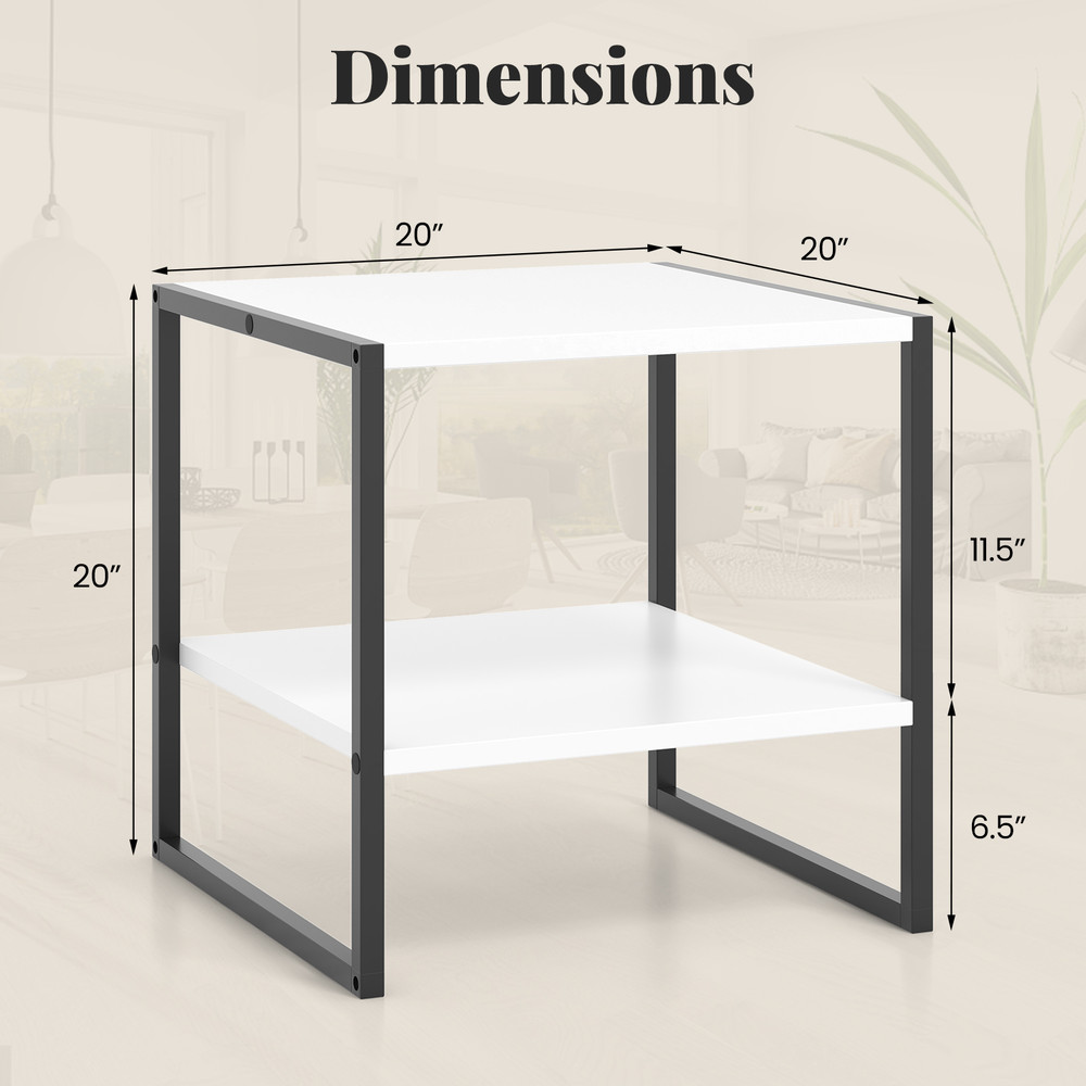 2Tier Square End Table With Storage Shelf Reversible Design For Flexible Use 5