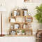 4-Tier S-Shaped Bamboo Bookcase with 4 Open Cubes – Modern Living Room Storage Shelf