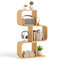 3-Tier S-Shaped Bookcase with 3 Open Cubes – Bamboo Living Room Shelf for Stylish Storage