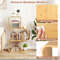 3-Tier S-Shaped Bookcase with 3 Open Cubes – Bamboo Living Room Shelf for Stylish Storage