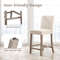 Counter Height Bar Stools Set of 2 with Back and Footrest Durable Rubber Wood & Linen Upholstery