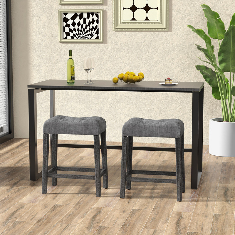 24 Inch Set of 2 Saddle Bar Stools with Padded Seat Ergonomic & Space Saving Design