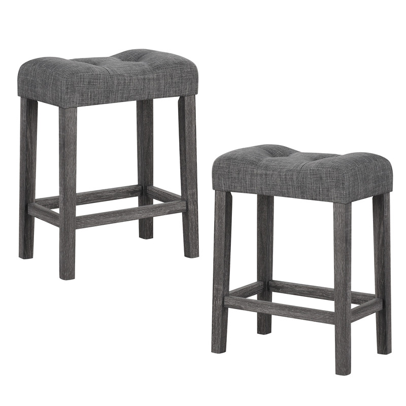 24 Inch Set of 2 Saddle Bar Stools with Padded Seat Ergonomic & Space Saving Design