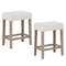 Modern Counter Height Bar Stools Set of 2 with Rubber Wood Legs Plush Sherpa Upholstery & Ergonomic Design