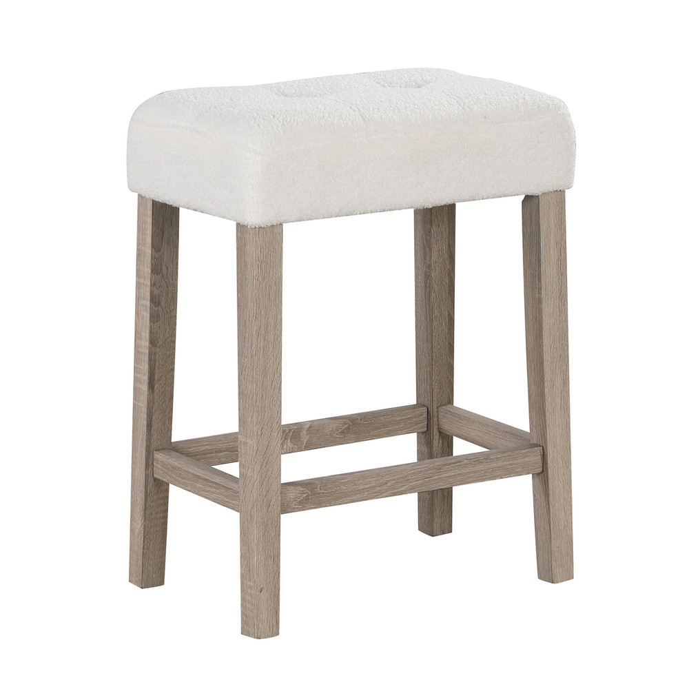 Modern Counter Height Bar Stools Set of 2 with Rubber Wood Legs Plush Sherpa Upholstery & Ergonomic Design