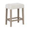 Modern Counter Height Bar Stools Set of 2 with Rubber Wood Legs Plush Sherpa Upholstery & Ergonomic Design