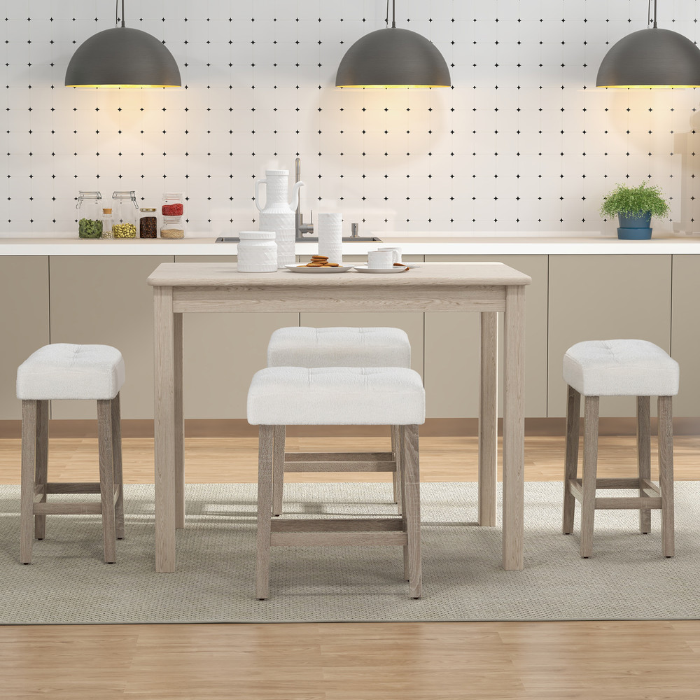 Modern Counter Height Bar Stools Set of 2 with Rubber Wood Legs Plush Sherpa Upholstery & Ergonomic Design