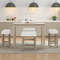 Modern Counter Height Bar Stools Set of 2 with Rubber Wood Legs Plush Sherpa Upholstery & Ergonomic Design