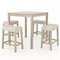 5 Piece Bar Table Set with Square Table and 4 Padded Stools Space Saving Dining Set for Kitchens & Breakfast Nooks