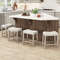 Set of 4 Upholstered Counter Height Bar Stools with Curved Saddle Seat Premium Rubber Wood Frame & Plush Cushioning