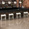 Set of 4 Upholstered Counter Height Bar Stools with Curved Saddle Seat Premium Rubber Wood Frame & Plush Cushioning