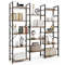 5 Tier Triple Wide Heavy Duty Metal Frame Industrial Bookshelf Sturdy & Spacious Storage Solution