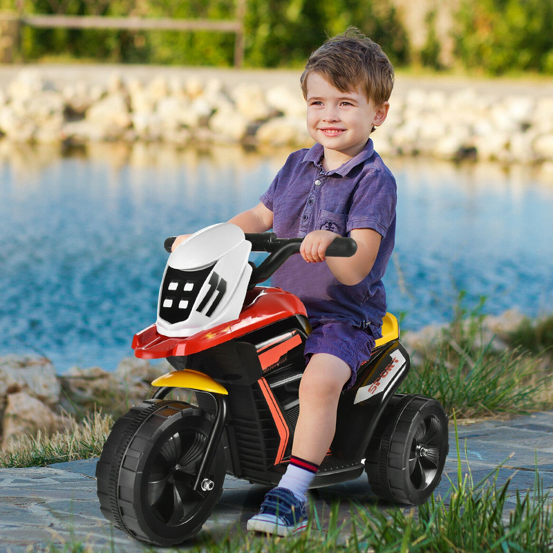 6V 3-Wheel Electric Ride-On Toy Motorcycle Trike with Music and Horn, Realistic Kids Ride-On Bike for Ages 3–5