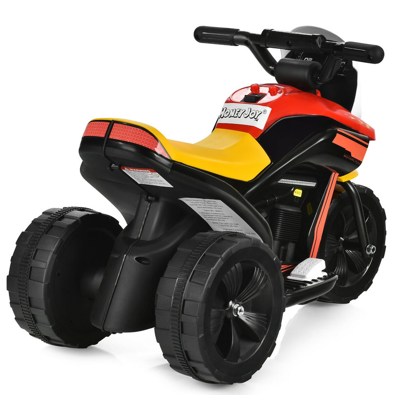 6V 3-Wheel Electric Ride-On Toy Motorcycle Trike with Music and Horn, Realistic Kids Ride-On Bike for Ages 3–5