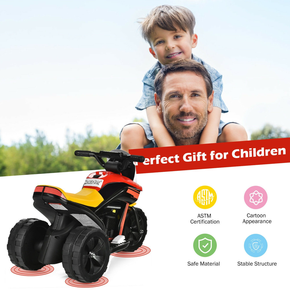6V 3-Wheel Electric Ride-On Toy Motorcycle Trike with Music and Horn, Realistic Kids Ride-On Bike for Ages 3–5