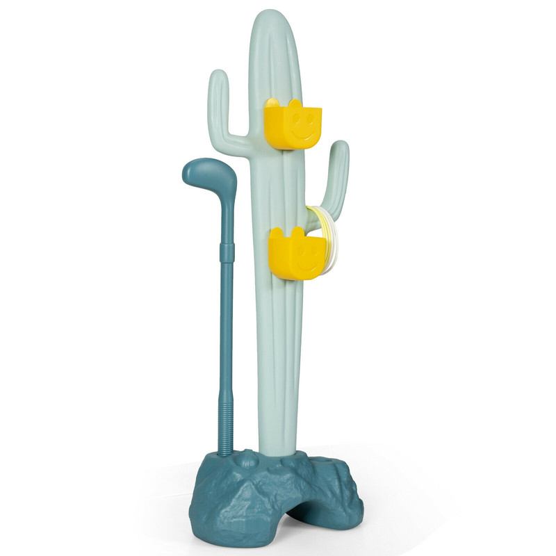 3-in-1 Cactus Toy Stand Sports Activity Center with Golf & Ring-Toss, Fun Indoor Game Set for Kids