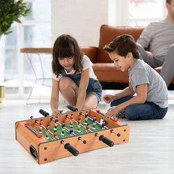 portable 20 inch indoor competition game soccer table, mini tabletop football game with durable wood steel construction