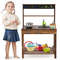 Outdoor Mud Kitchen for Kids with Rotatable Faucet and Removable Sink, Solid Fir Wood Imaginative Play Cooking Station