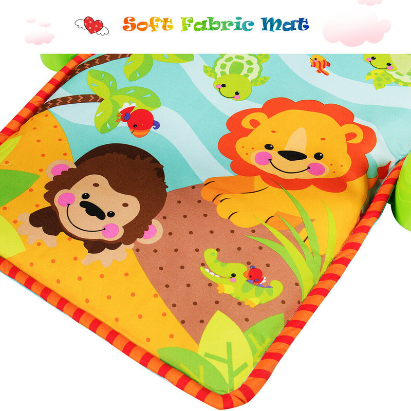 4-in-1 Baby Play Gym Mat with 3 Hanging Educational Toys, Tummy Time, Sit-Up & Climb Tunnel Activity Center