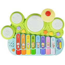 interactive 3-in-1 electronic piano xylophone game drum set for toddlers, multi-mode musical learning toy