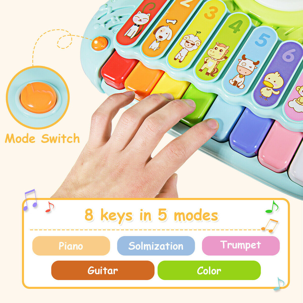 Interactive 3-in-1 Electronic Piano Xylophone Game Drum Set for Toddlers, Multi-Mode Musical Learning Toy