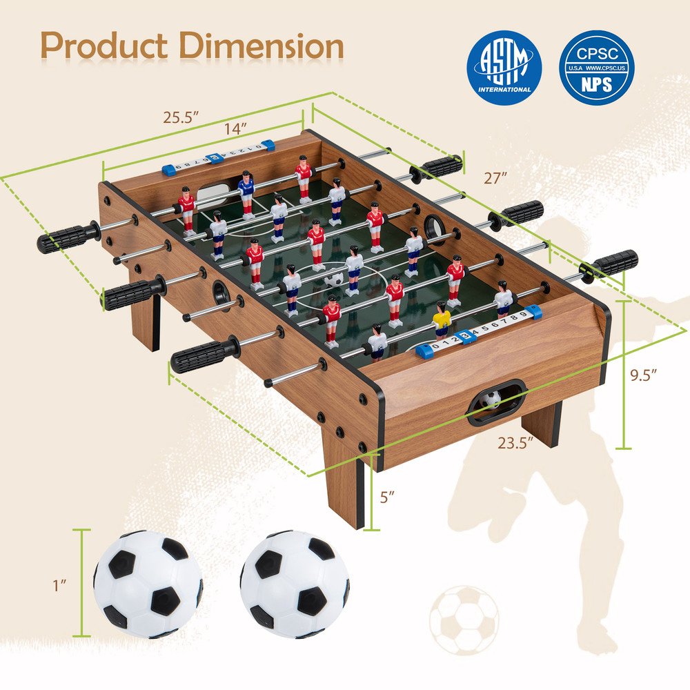27 Inch Foosball Table Mini Tabletop Soccer Game Portable Wooden Football Table For Kids Adults 7