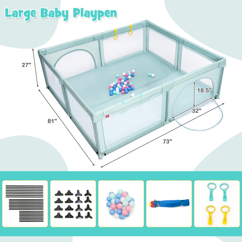 Large Infant Baby Playpen Safety Play Center Yard With 50 Ocean Balls Durable Oxford Fabric Play Ya 7