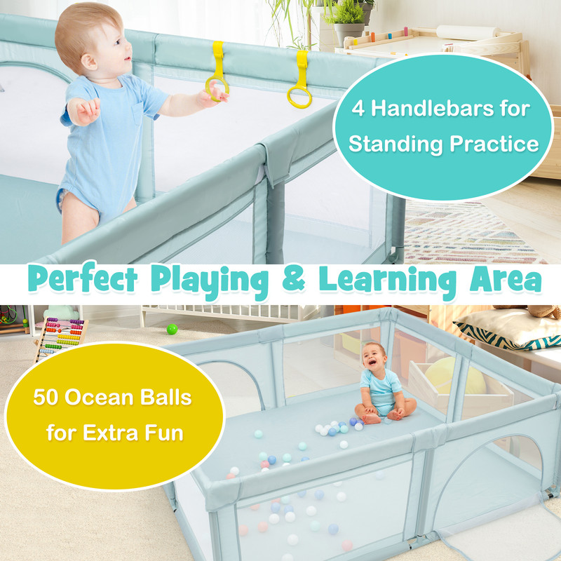 Large Infant Baby Playpen Safety Play Center Yard With 50 Ocean Balls Durable Oxford Fabric Play Ya 3
