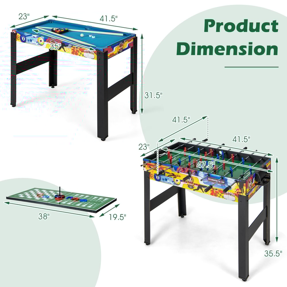 12in1 Combo Game Table Set With Foosball Air Hockey Pool Chess Ping Pong Ultimate Family Entertain 7