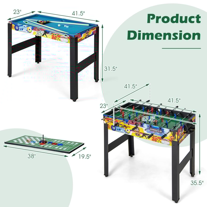 12in1 Combo Game Table Set With Foosball Air Hockey Pool Chess Ping Pong Ultimate Family Entertain 7