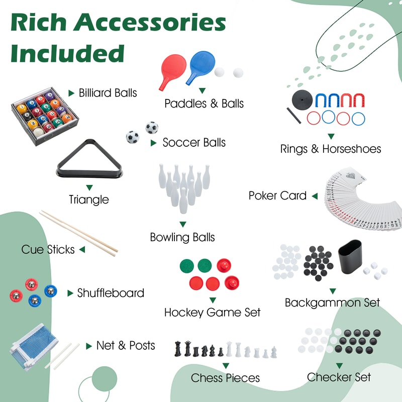 12in1 Combo Game Table Set With Foosball Air Hockey Pool Chess Ping Pong Ultimate Family Entertain 6