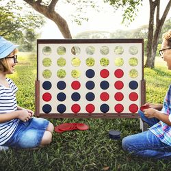 wooden 4-in-a-row game set with 42 pcs chips and 600d oxford fabric carrying bag, giant jumbo 4-to-score connect game