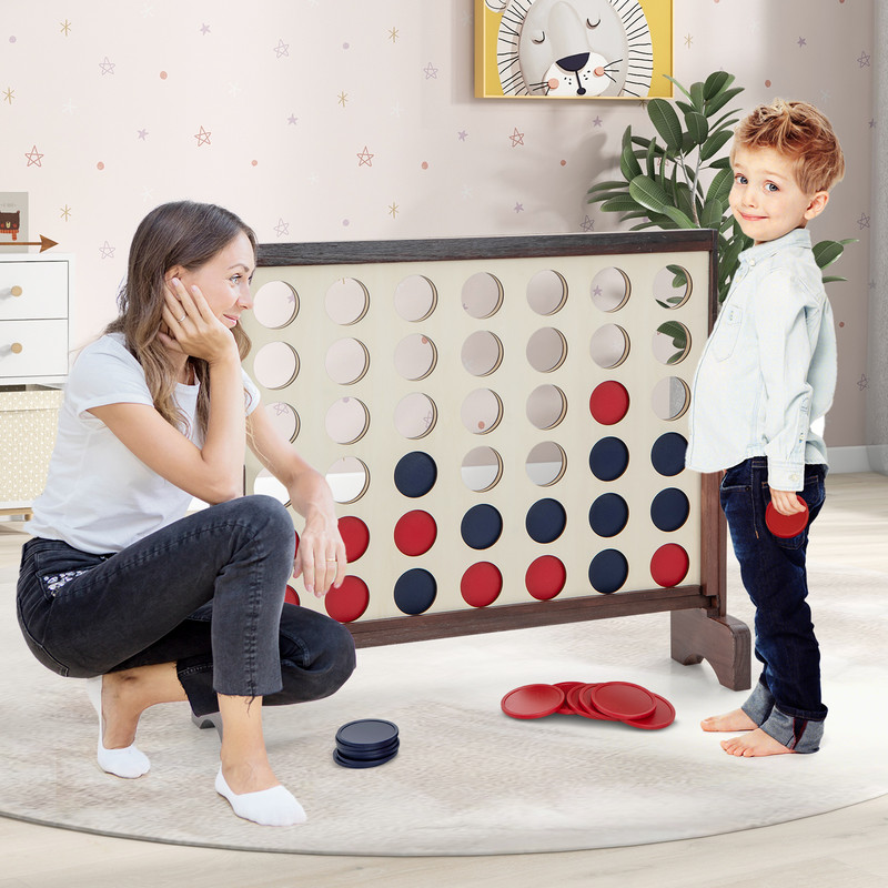 Wooden 4inaRow Game Set With 42 PCS Chips And 600D Oxford Fabric Carrying Bag Giant Jumbo 4toScore 1