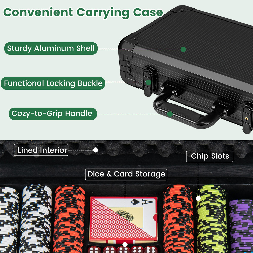 14 Gram Texas Holdem Poker Chip Set 300 Pieces Claytec Chips CasinoGrade 14 G Claytec Chips With Al 4