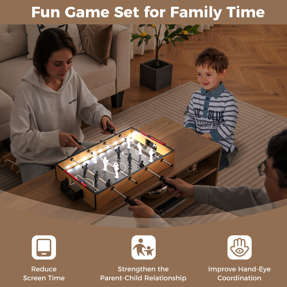 Game Room Size Football Table With Nonslip Handle LED Lights For Family Fun 3